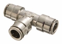 Brass Push>Connect Metric Tube Fitting, 8.00 mm Tube OD Union Tee