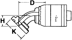Global TTC 1 & 2 Wire Braid Steel Crimp Fittings, SAE Code 61 Split Flange, 45 deg Elbow