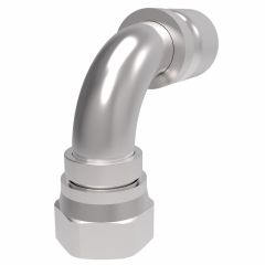 Steel Crimp 1 Wire Braid Reduced Bore Fitting, 1-5/16 - 12 Female JIC 37 deg Flare Swivel, -16 Hose, 90 deg Elbow