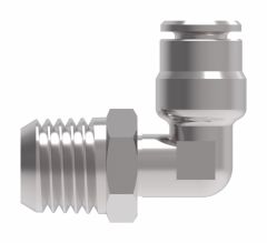 Brass Push>Connect Tube Fitting, 0.25 Inch Tube OD To 1/8-27 Male NPT, 90 deg Elbow