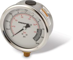 Hydraulic Pressure Gauge, 4.0 in. Face,  Lower Mount, Glycerine Filled, 10,000 maximum psi