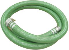 PVC Green Water Suction & Discharge Hose Assembly, 4 I.D. x 20 FT Kuriyama JG, 50 PSI @ 68°F, Green Hose, Aluminum female cam & groove coupler (Part C) one end, steel male pipe combination nipple (un-plated) other end
