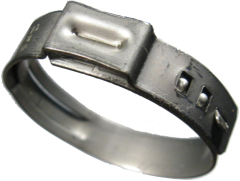 Stepless Ear Pinch Clamp, Stainless (Degreased), 0.571 - 0.669 Inch Clamping Range, 0.276 Inch Width