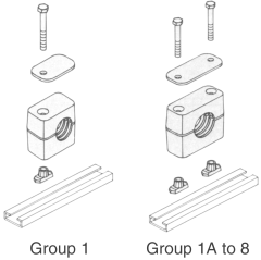 Standard Series Pipe & Tubing Polypropylene Support Clamp, Rail Mountable, Hex Head Bolts With Cover Plate, 21.3 mm mm Size