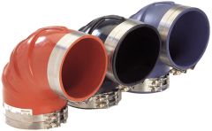 Wet Exhaust 90° Elbow, Molded HT EPDM 250°F, 3.50 Inch ID,  Inch Clampable OD