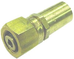 Brass Marine Steering Crimp Fitting, 0.38 Inch Tube OD Female SeaStar Swivel, -05 Hose, Straight
