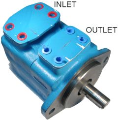45VQ Series Vane Pump, 60 Ring Size, 14 Tooth SAE D Splined Shaft, Outlet in-Line with Outlet, CCW Rotation