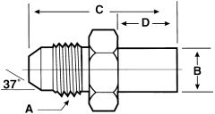 Steel Adapter, 7/16-20 Male JIC 37 deg Flare To  Metric Stand Pipe, Straight