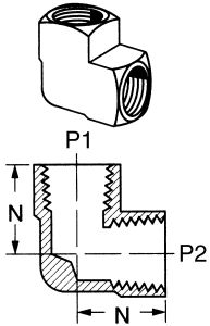 Brass Adapter, 1/4-18 Female NPT To 1/4-18 Female NPT, 90 deg Elbow
