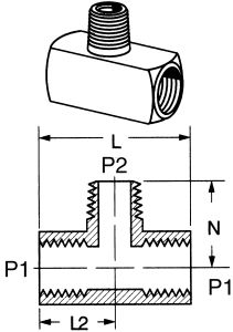 Brass Adapter, 1/4-18 Female NPT Run To 1/4-18 Male NPT Branch, Tee