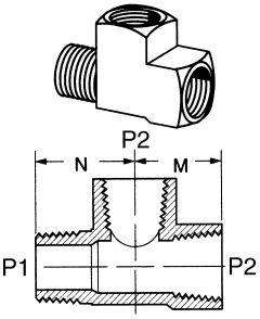Brass Adapter, 1/4-18 Male NPT Run To 1/4-18 Female NPT Run & Branch, Tee