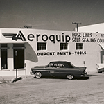 Vintage photo of a Hydraulic Supply Company location in Miami during the 1950s, featuring Aeroquip branding
